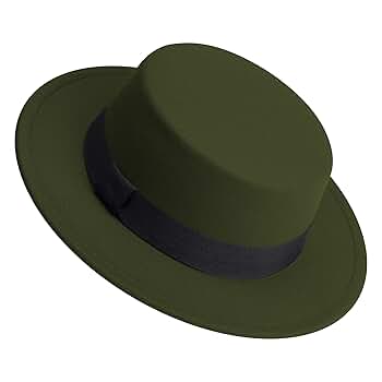 帽子 WICAGROCERY Round Brim Flat EOZY Women Men Classic Felt Fedora Hat Wide Brim Flat Top